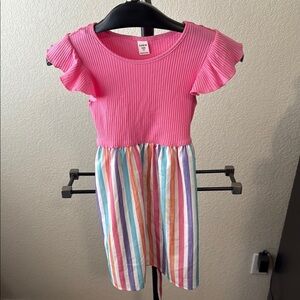 Pink and Multicolor Striped Kids Dress